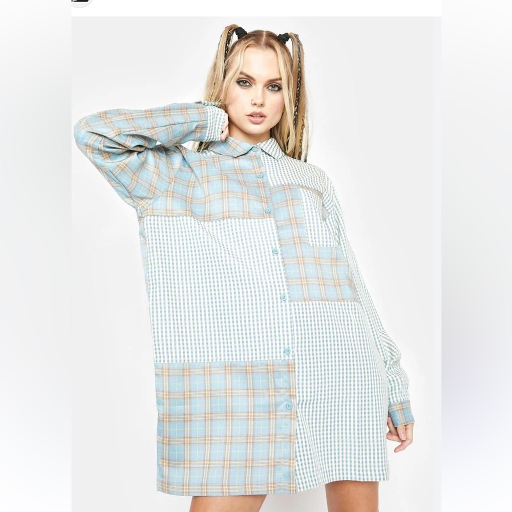The Ragged Priest Protective Dress Plaid Checked Shirt Dress